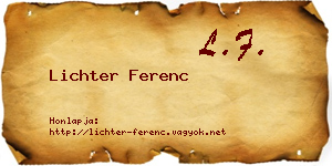 Lichter Ferenc névjegykártya